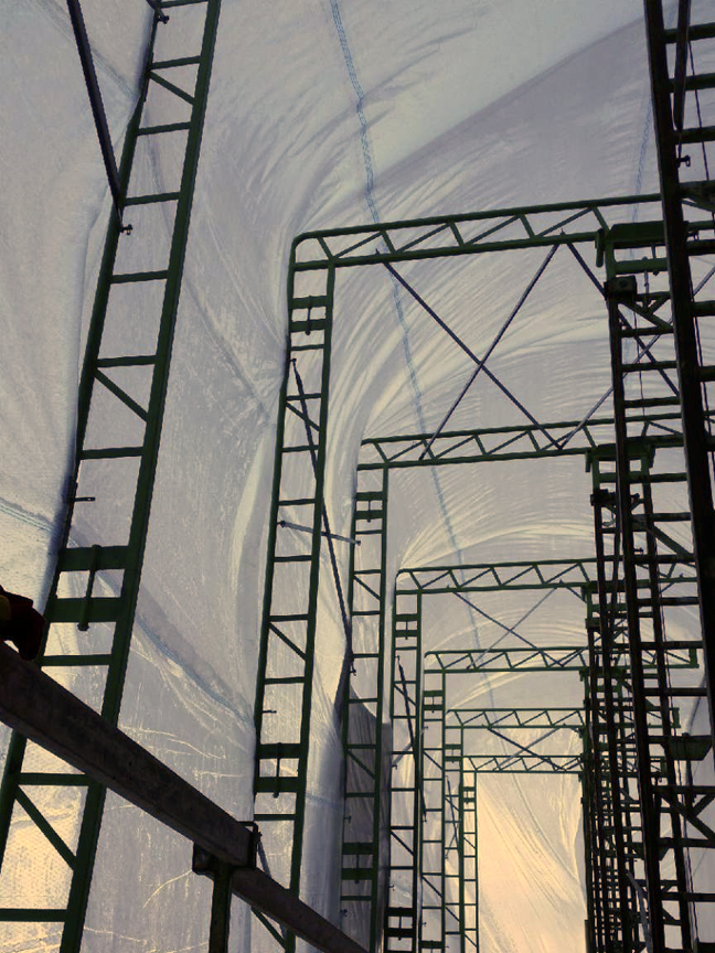 Winter Enclosure for entire crank-up masonry scaffolding